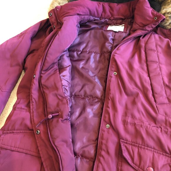A New Day Mid-Length Hooded Puffer Quilted Maroon/Burgundy Jacket Coat - Picture 5 of 11